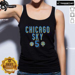 Alt Text: Official WNBA Chicago Sky Angel Reese 5 Style Tank Top featuring bold graphics and comfortable fit for fans.