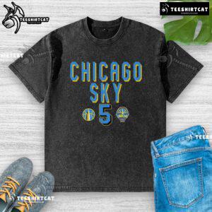 Official WNBA Chicago Sky Angel Reese 5 Style Washed T-Shirt featuring team colors and logo, perfect for fans.