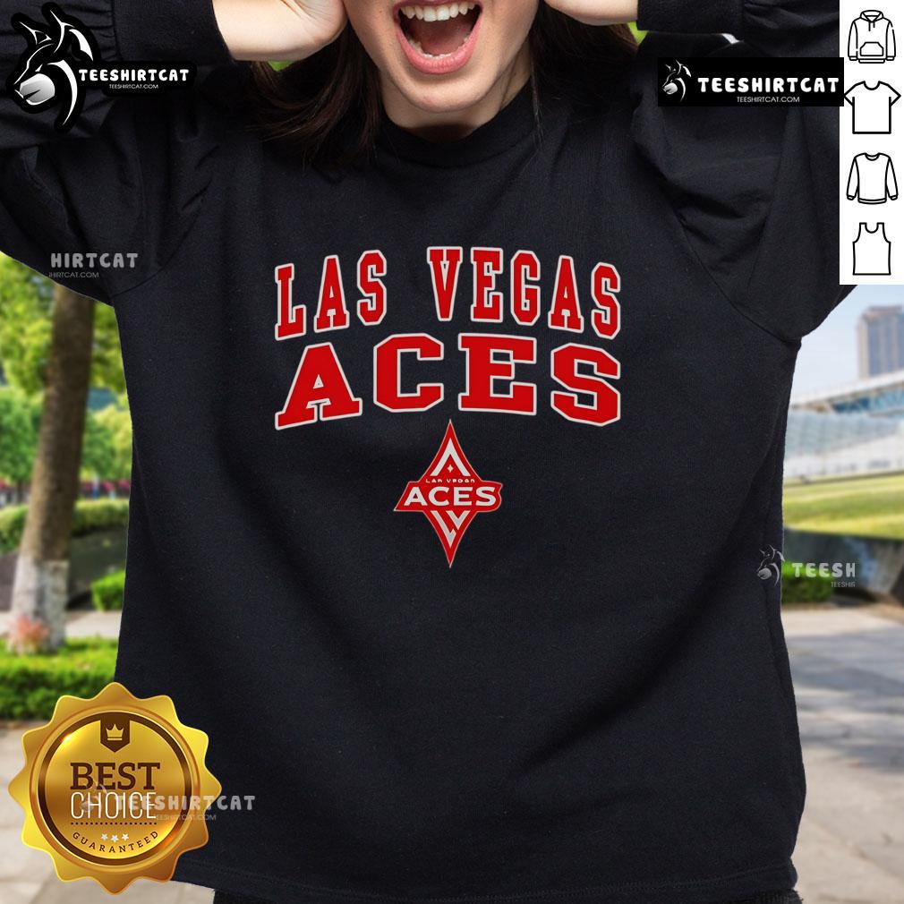 Official WNBA Las Vegas Aces girls basketball sweatshirt in black, featuring team logo and stylish design for fans.