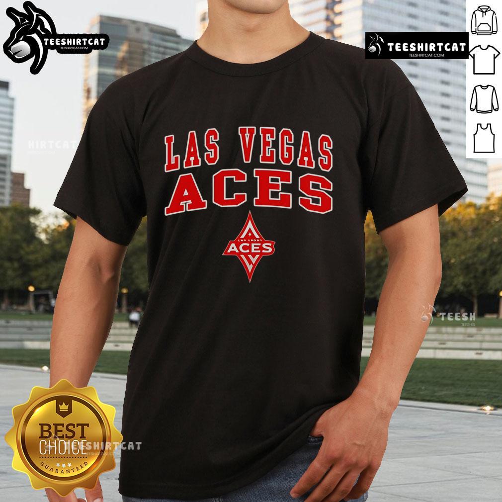 Alt Text: Official WNBA Las Vegas Aces girls basketball T-shirt featuring team colors and logo, perfect for young fans.