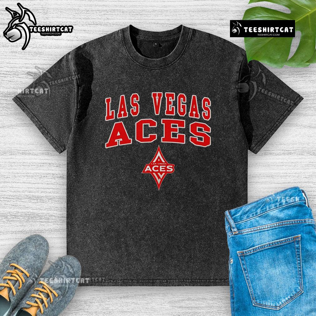 Alt Text: Official WNBA Las Vegas Aces girls basketball washed t-shirt featuring bold team logo and stylish design.