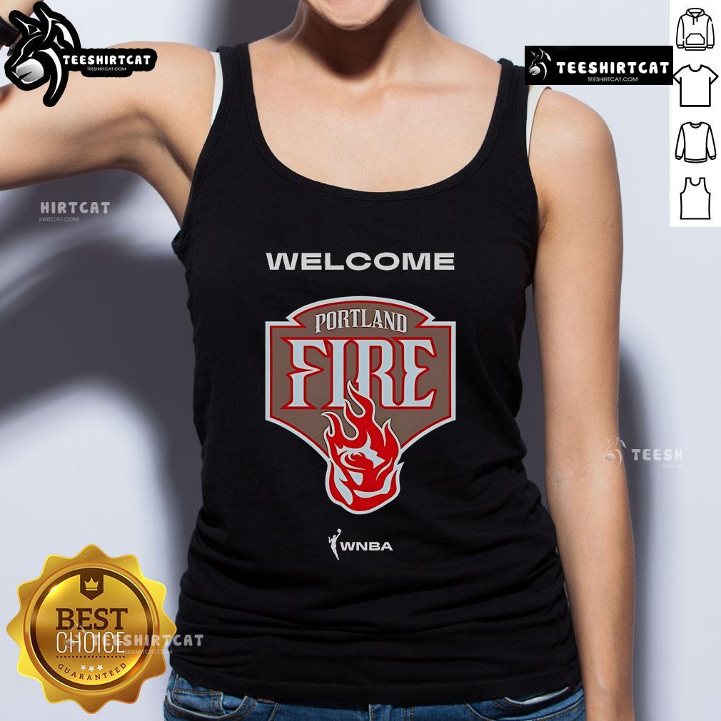 Official Welcome Portland Fire WNBA Tank Top featuring team colors and logo, perfect for fans and support at games.