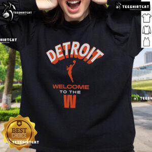 Alt Text: Official Welcome to the WNBA Detroit sweatshirt featuring team colors and logo, perfect for fans and supporters.