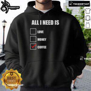 Cozy Original All I Need Is Coffee Hoodie in black, perfect for coffee lovers looking for stylish comfort.