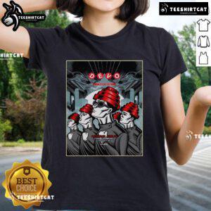 Original Devo concert poster for June 28, 2025, at The Fillmore, Detroit, featuring ladies' tee design.