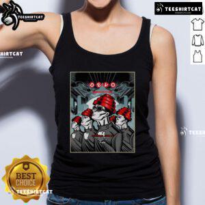 Original Devo concert poster tank top from June 28, 2025, at The Fillmore, Detroit, MI, featuring iconic band graphics.