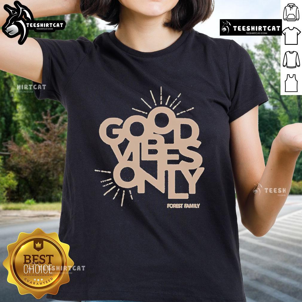 Original Electric Forest Good Vibes ladies tee featuring vibrant colors and a stylish design perfect for music festival fans.
