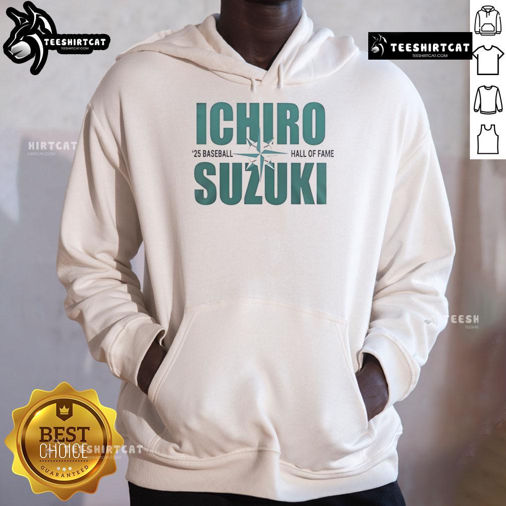 Alt Text: Original Ichiro Suzuki 25 Baseball Hall of Fame hoodie featuring iconic design and vibrant team colors.