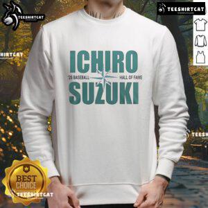Alt Text: Original Ichiro Suzuki 25 Baseball Hall of Fame sweatshirt featuring iconic design and vibrant colors.
