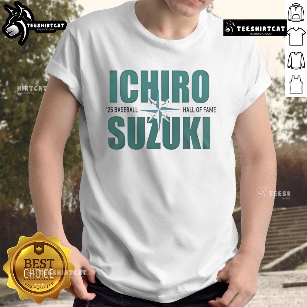 Alt Text: Original Ichiro Suzuki 25 Baseball Hall Of Fame T-Shirt featuring iconic design and vibrant colors for fans.
