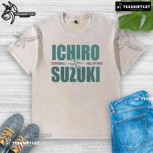 Alt Text: Original Ichiro Suzuki Baseball Hall of Fame washed t-shirt featuring vintage design and soft fabric.