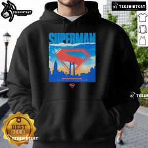 Alt Text: Original Superman Metropolis City of Tomorrow hoodie featuring vibrant colors and iconic comic book design.