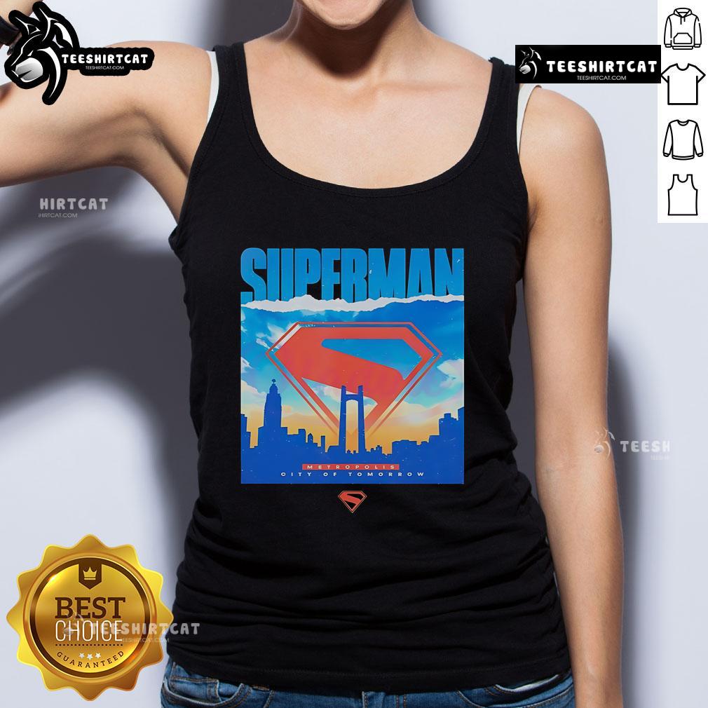Original Superman Metropolis City of Tomorrow tank top featuring vibrant graphics and iconic superhero design.