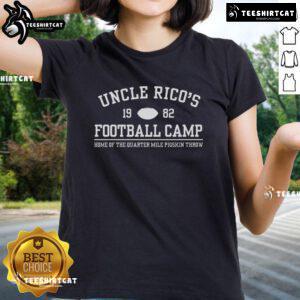 Original Uncle Rico's Football Camp ladies tee featuring a stylish design, perfect for fans of the iconic movie.