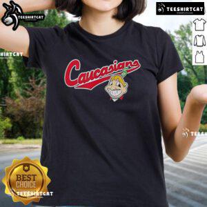 Premium Bomani Jones Caucasians Chief Wahoo Logo Ladies Tee in stylish design, perfect for sports fans and casual wear.