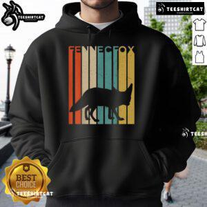 Alt Text: Premium Fennec Fox silhouette on a striped background, featured on a vintage wildlife animal hoodie design.