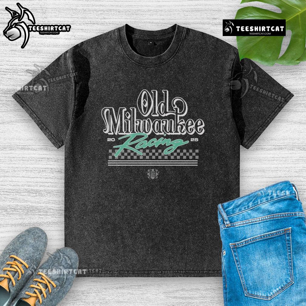 Alt Text: Premium Old Milwaukee Neon Drift Racing 2025 Washed T-Shirt featuring vibrant graphics and a stylish, relaxed fit.