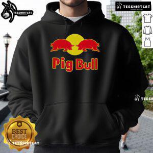 Premium Pig Bull Red Bull Parody Hoodie featuring a playful design with a pig and bull graphic for unique style.
