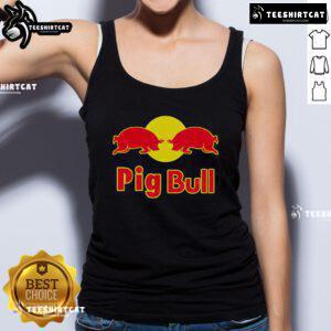 Premium Pig Bull Red Bull Parody Tank Top featuring a fun graphic design for casual summer wear.