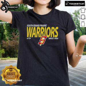 Premium South Grand Prairie Warriors Since 1969 Ladies Tee in vibrant colors, showcasing team spirit and style.