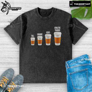 Premium Starbucks Tall Grande Venti Athletic Trainer Washed T-Shirt in stylish design, perfect for casual outings and workouts.