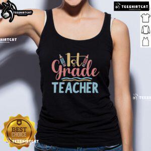Pretty 1st Grade Teacher Tank Top featuring a colorful design, perfect for classroom wear and expressing teacher pride.