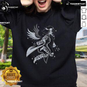 Pretty angelic cyborg anime girl sweatshirt featuring vibrant colors and intricate design, perfect for anime fans.