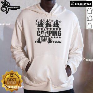 Stylish Pretty Camping Life Premium Hoodie in a serene outdoor setting, perfect for cozy camping adventures.