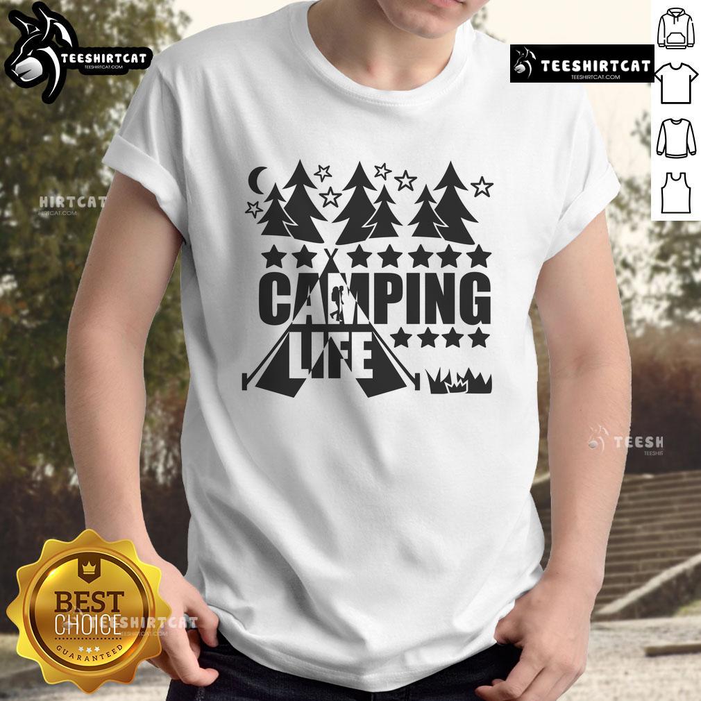 Pretty Camping Life Premium T-Shirt featuring a stylish design perfect for outdoor enthusiasts and camping lovers.