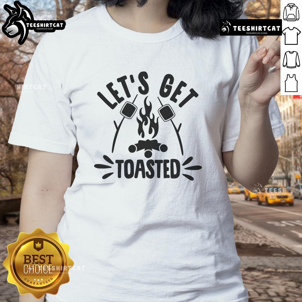 Pretty Let's Get Toasted Ladies Tee featuring a fun graphic design, perfect for casual outings and summer gatherings.