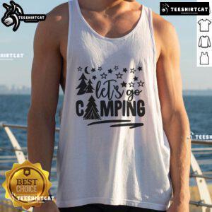 Pretty Let's Go Camping Tank Top featuring a vibrant design perfect for outdoor enthusiasts and summer adventures.