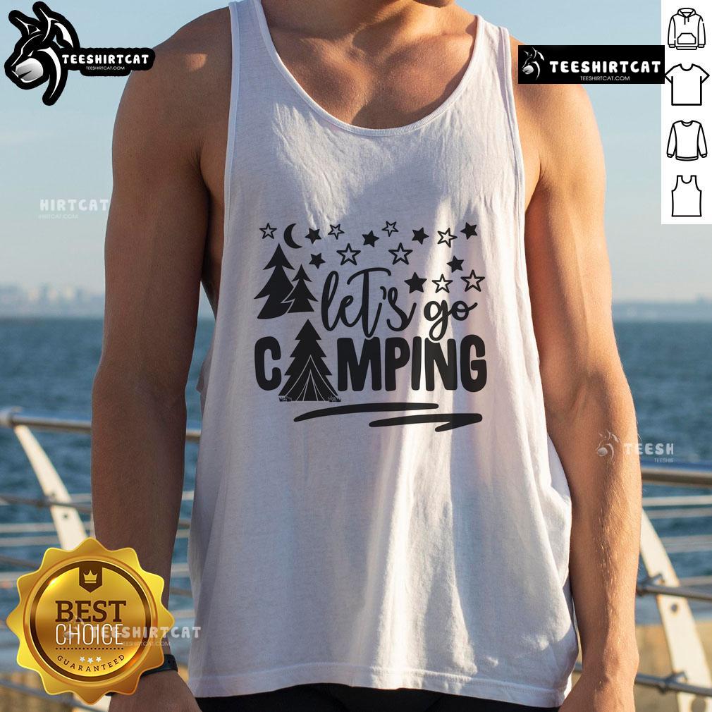 Pretty Let's Go Camping Tank Top featuring a vibrant design perfect for outdoor enthusiasts and summer adventures.