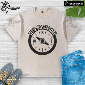 Pretty Let's Go Explore washed t-shirt in soft fabric, perfect for casual outings and adventures.