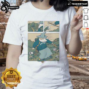 Pretty Snakeboarding Wizard Ladies Tee featuring a vibrant graphic of a wizard on a skateboard, perfect for stylish women.