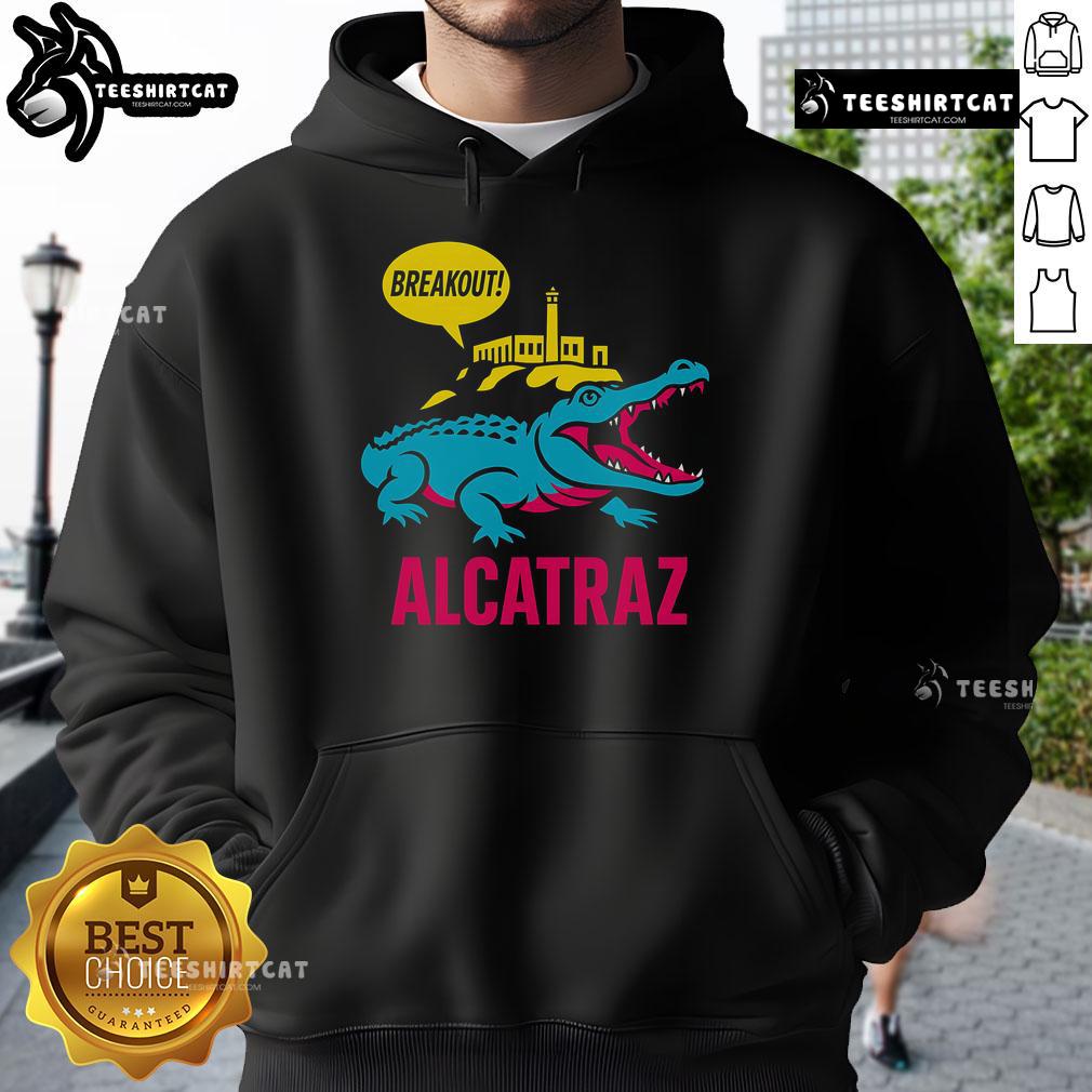 Top Alligator Alcatraz Hot Breakout Hoodie displayed on a mannequin showcasing its unique design and vibrant colors.