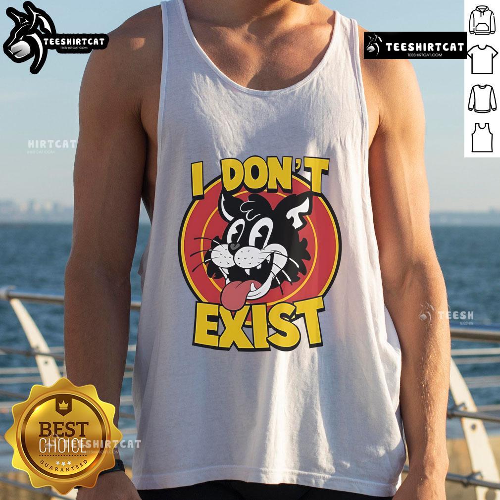 Top Cat I Dont Exist Tank Top featuring vibrant graphic design, perfect for casual summer wear and cat lovers.