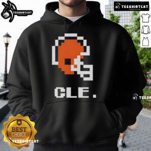 Alt Text: Stylish Top Cleveland Browns Football Helmet Pixel Hoodie featuring vibrant team colors and design for fans.