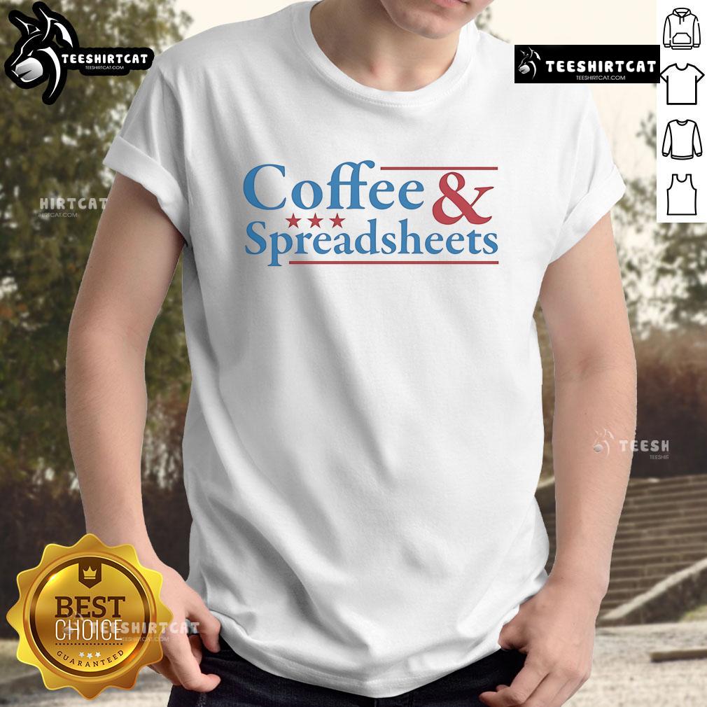 Top Coffee And Spreadsheets Logo T-Shirt design featuring a stylish coffee cup and spreadsheet graphic for coffee lovers.