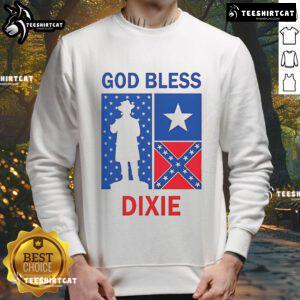 Alt Text: Top God Bless Dixie Southern Soldier Sweatshirt showcasing patriotic design and comfort for Southern pride.
