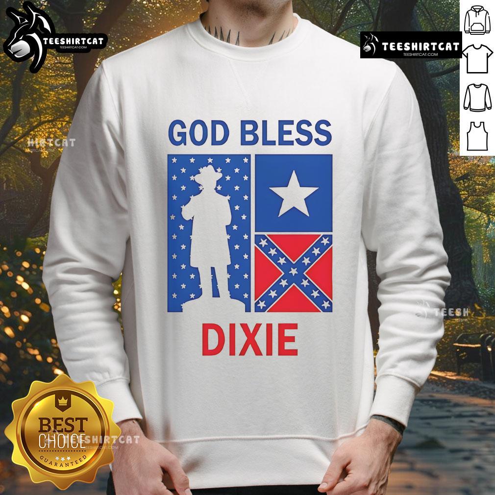 Alt Text: Top God Bless Dixie Southern Soldier Sweatshirt showcasing patriotic design and comfort for Southern pride.