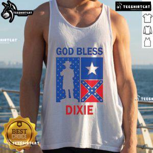 Top God Bless Dixie Southern Soldier Tank Top featuring patriotic design and comfortable fit for casual wear.