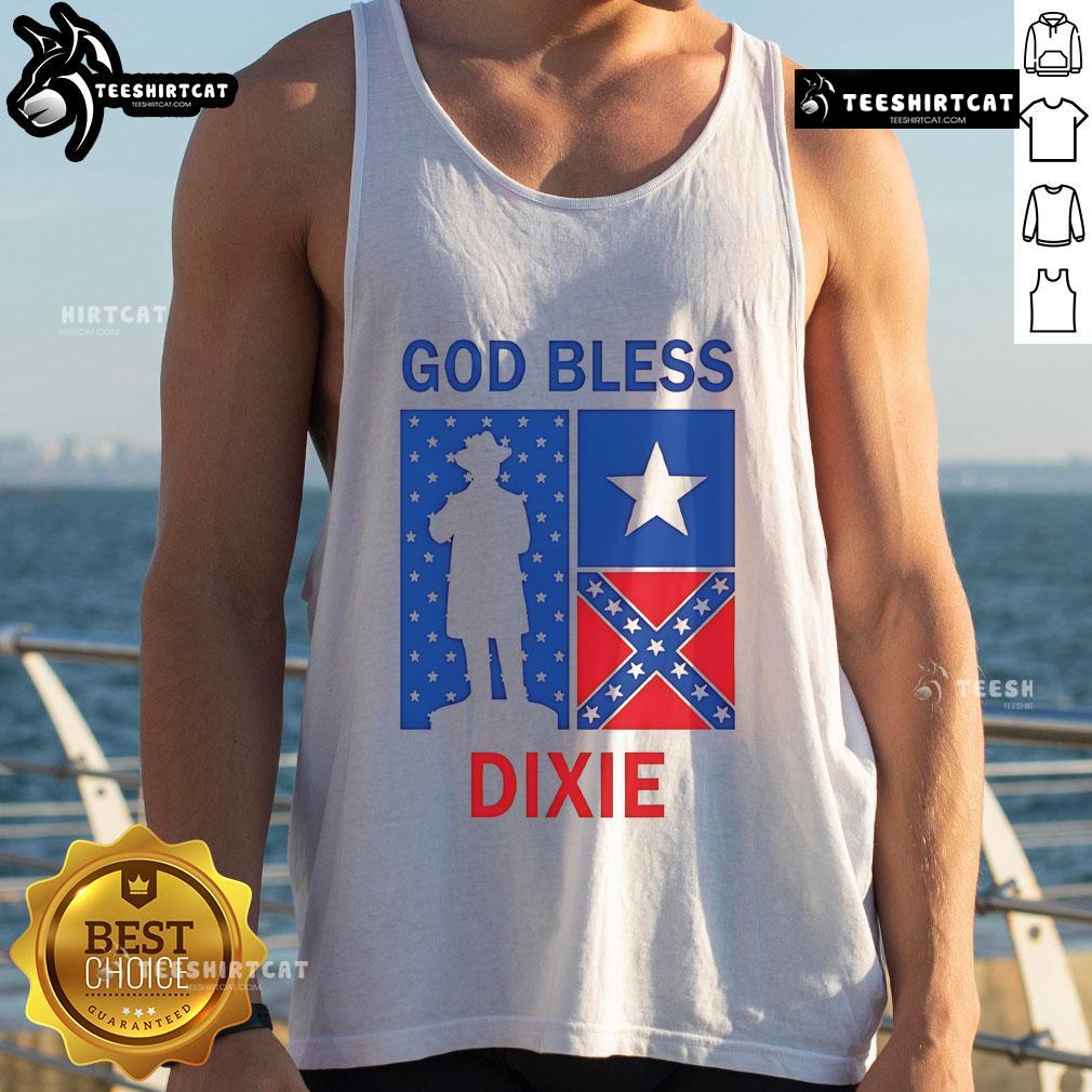 Top God Bless Dixie Southern Soldier Tank Top featuring patriotic design and comfortable fit for casual wear.