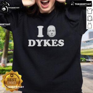 Alt Text: Top I Leslie Feinberg Dykes Sweatshirt featuring bold graphic design, perfect for LGBTQ+ pride and casual wear.