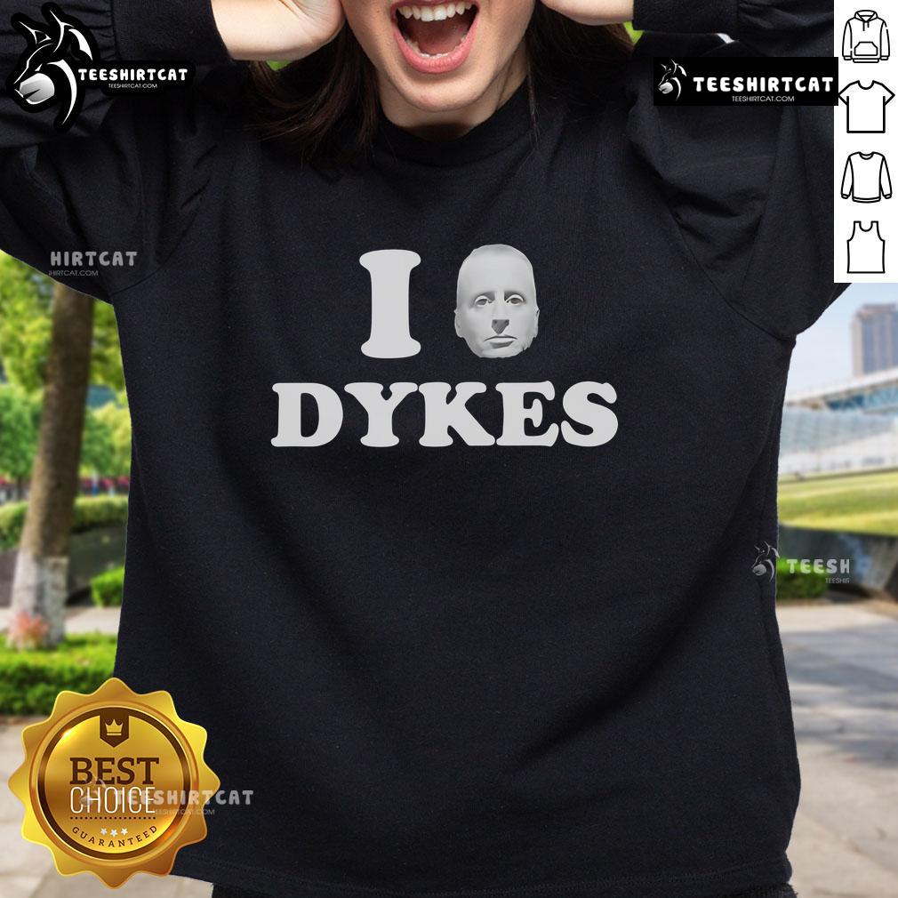 Alt Text: Top I Leslie Feinberg Dykes Sweatshirt featuring bold graphic design, perfect for LGBTQ+ pride and casual wear.