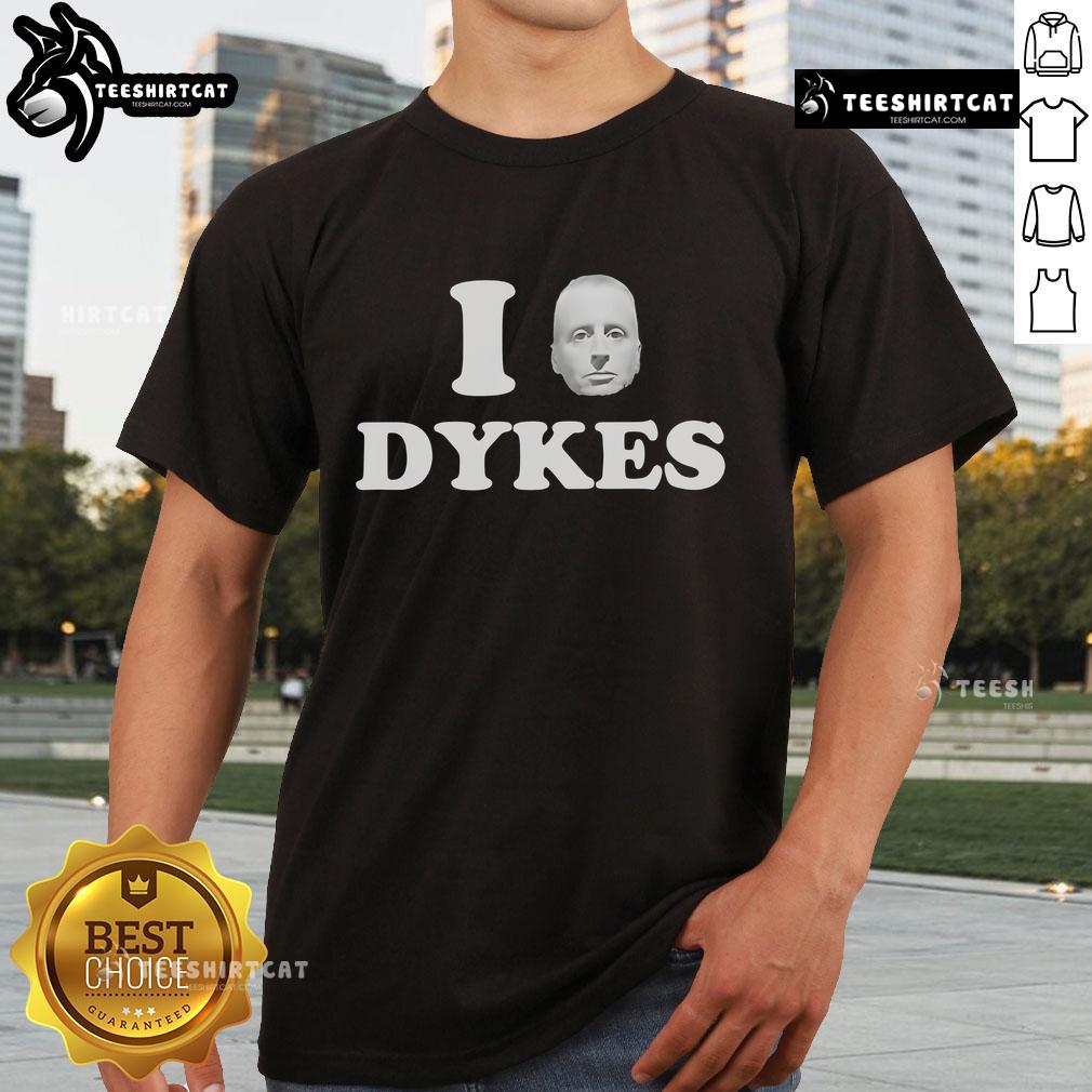 Top I Leslie Feinberg Dykes T-Shirt featuring bold text design celebrating LGBTQ+ pride and activism.