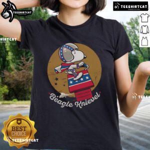 Awesome Beagle Knievel Ladies Tee featuring a playful beagle design, perfect for dog lovers and stylish casual wear.