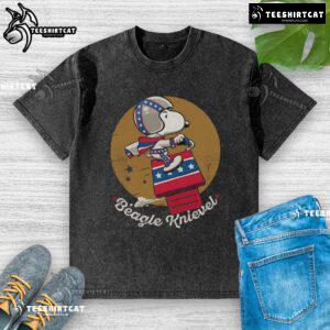 Awesome Beagle Knievel washed t-shirt featuring a playful beagle graphic, perfect for dog lovers and casual wear.