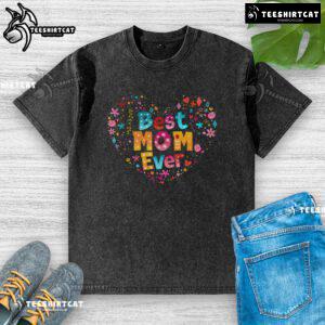 Cute colorful heart design on an Awesome Best Mom Ever washed t-shirt, perfect gift for Mother's Day.