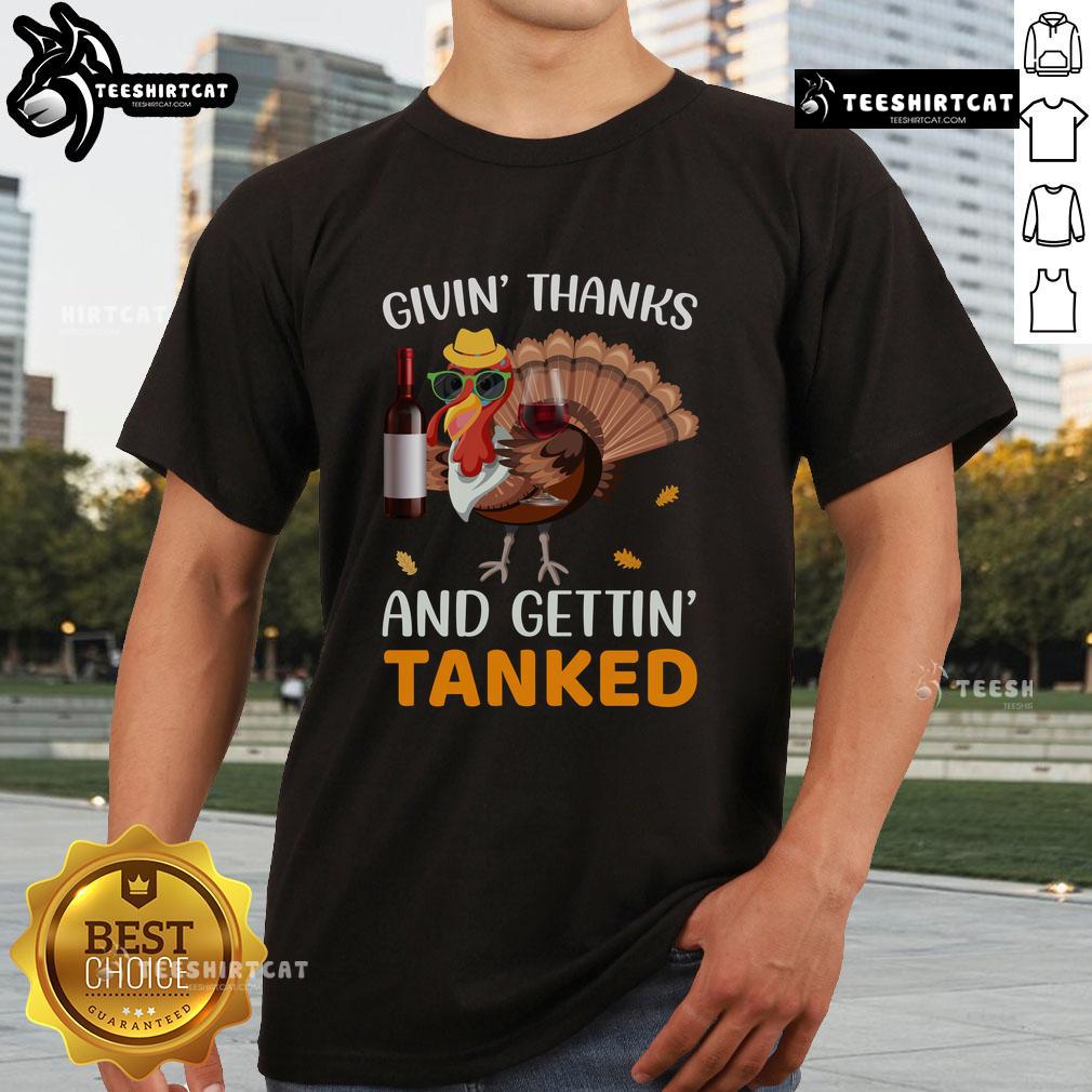 Awesome Givin' Thanks And Gettin' Tanked T-Shirt featuring a festive design for Thanksgiving celebrations.
