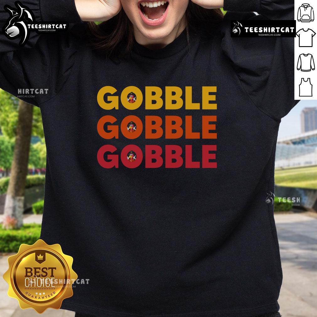 Awesome Gobble Gobble Gobble Sweatshirt in vibrant colors, perfect for Thanksgiving celebrations and cozy fall wear.
